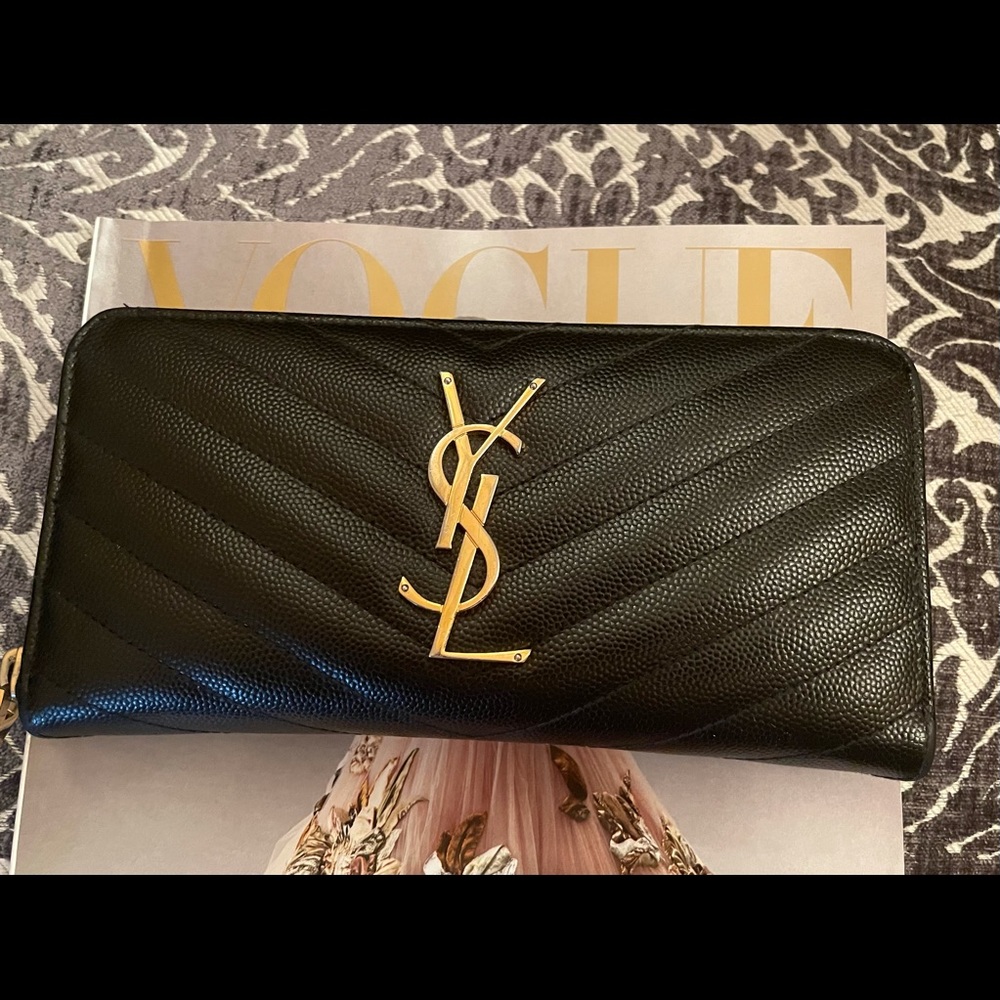 AUTHENTIC!!!!! SAINT LAURENT MONOGRAM ZIP AROUND WALLET
